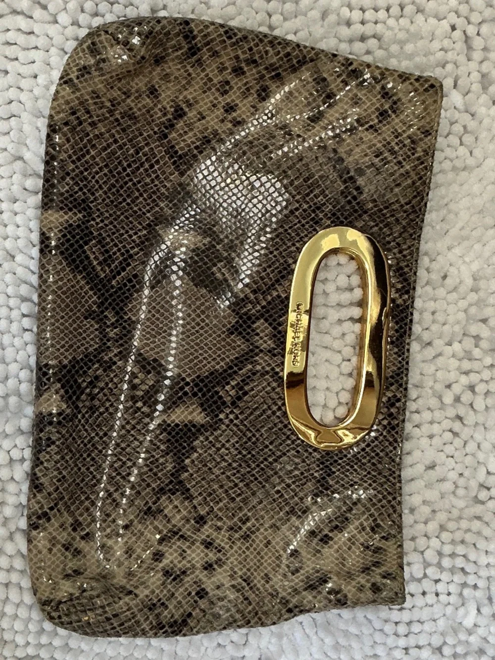 Michael Kors Snakeskin Embossed Clutch NWOT Gold Hardware 13x8.5 w Dust bag